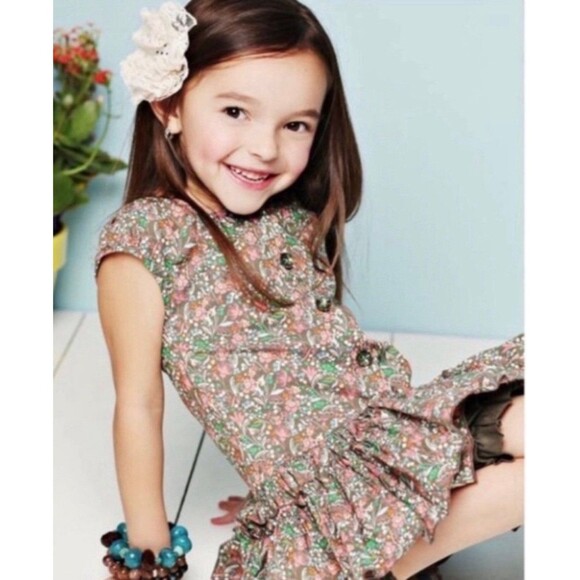 MATILDA JANE Serendipity Confetti Dress Brown Floral Drop Waist girls Sz 2 - Picture 1 of 6